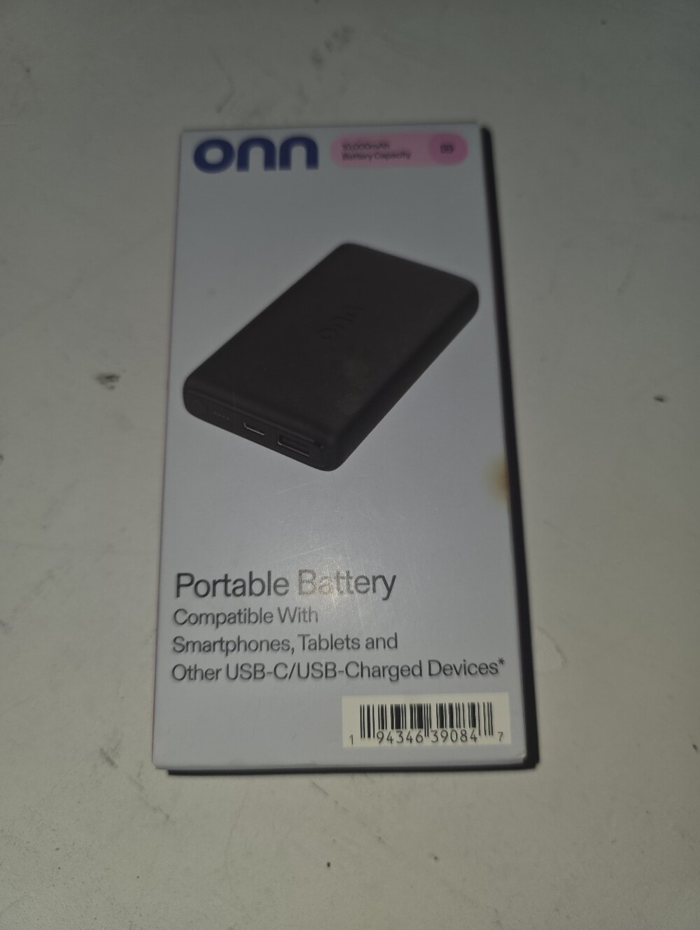 NIB ONN Portable Battery for SmartPhones, Tablets Type USB-C/USB 10,000mAh
